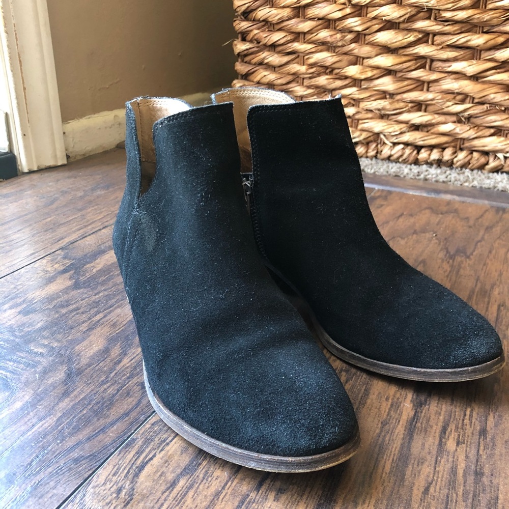 Black leather booties
